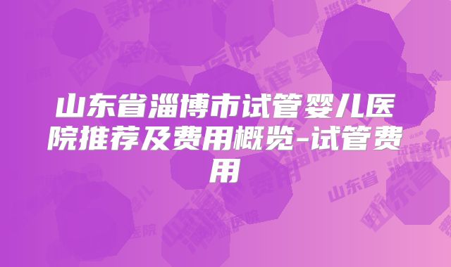 山东省淄博市试管婴儿医院推荐及费用概览-试管费用