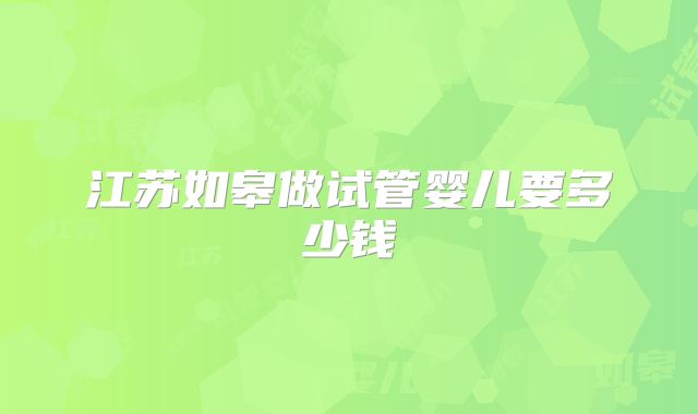 江苏如皋做试管婴儿要多少钱