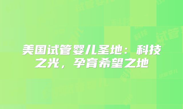 美国试管婴儿圣地：科技之光，孕育希望之地