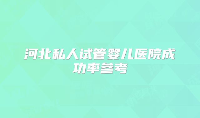 河北私人试管婴儿医院成功率参考