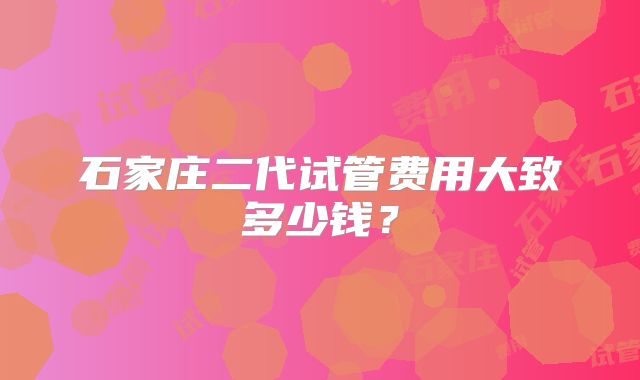 石家庄二代试管费用大致多少钱？