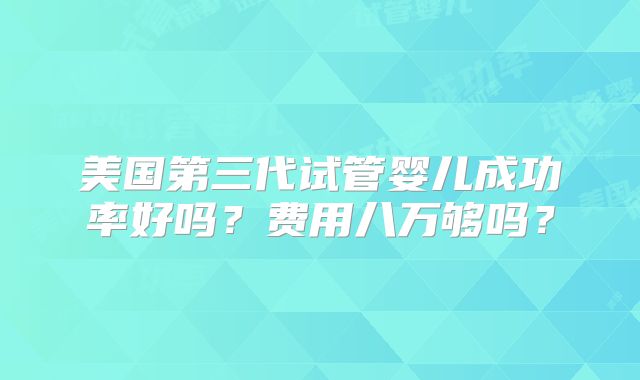 美国第三代试管婴儿成功率好吗？费用八万够吗？