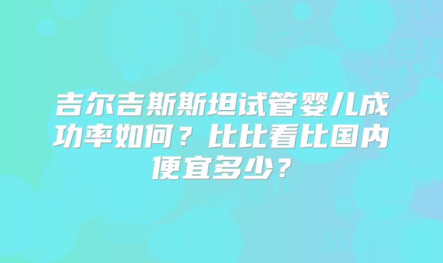 吉尔吉斯斯坦试管婴儿成功率如何?比比看比国内便宜多少?