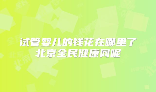 试管婴儿的钱花在哪里了北京全民健康网呢