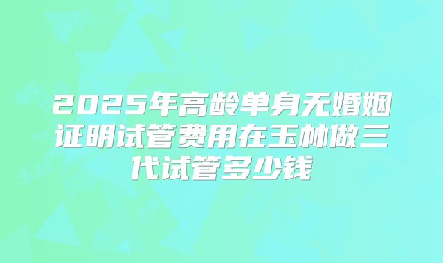 2025年高龄单身无婚姻证明试管费用在玉林做三代试管多少钱