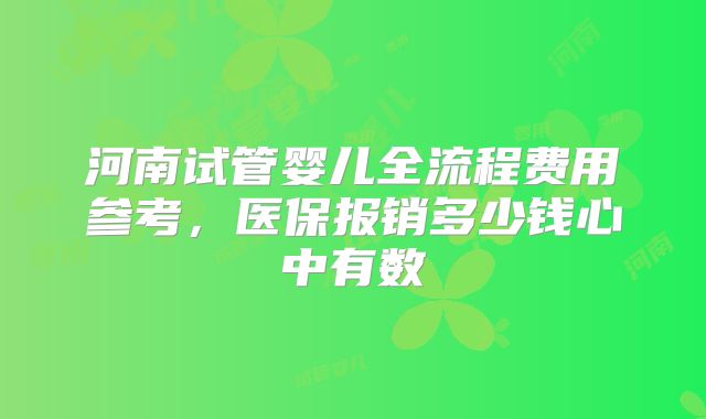 河南试管婴儿全流程费用参考，医保报销多少钱心中有数