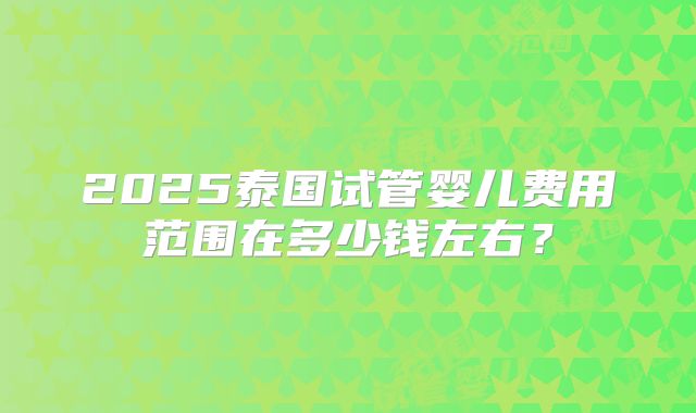 2025泰国试管婴儿费用范围在多少钱左右？