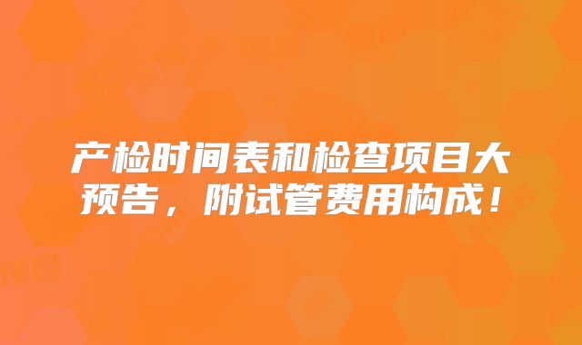 产检时间表和检查项目大预告，附试管费用构成！