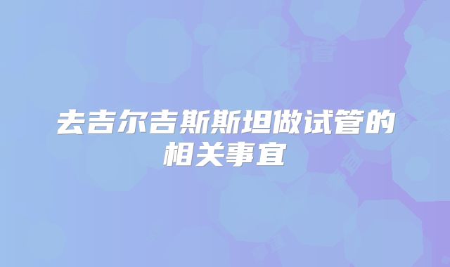 去吉尔吉斯斯坦做试管的相关事宜