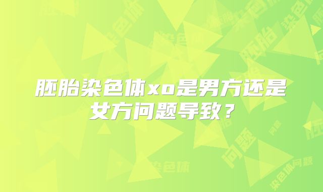 胚胎染色体xo是男方还是女方问题导致?