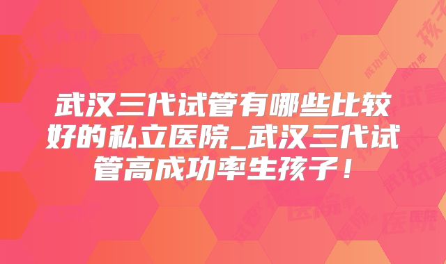 武汉三代试管有哪些比较好的私立医院_武汉三代试管高成功率生孩子!