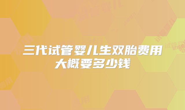 三代试管婴儿生双胎费用大概要多少钱
