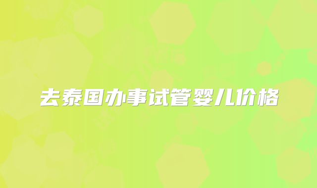 去泰国办事试管婴儿价格