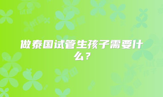 做泰国试管生孩子需要什么？
