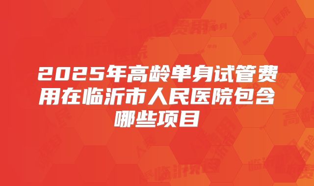 2025年高龄单身试管费用在临沂市人民医院包含哪些项目