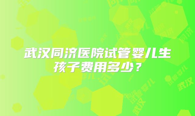 武汉同济医院试管婴儿生孩子费用多少？