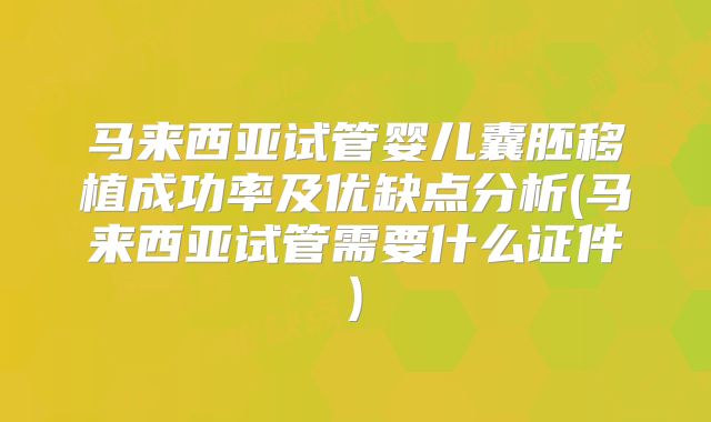 马来西亚试管婴儿囊胚移植成功率及优缺点分析(马来西亚试管需要什么证件)