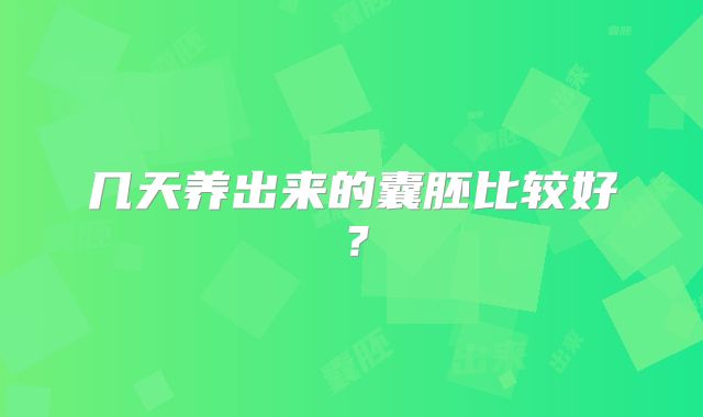 几天养出来的囊胚比较好？