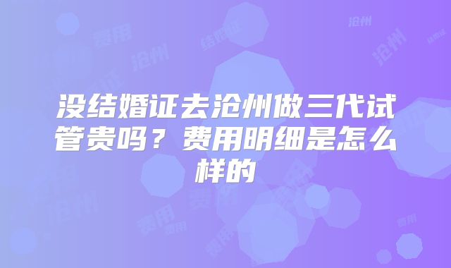 没结婚证去沧州做三代试管贵吗？费用明细是怎么样的