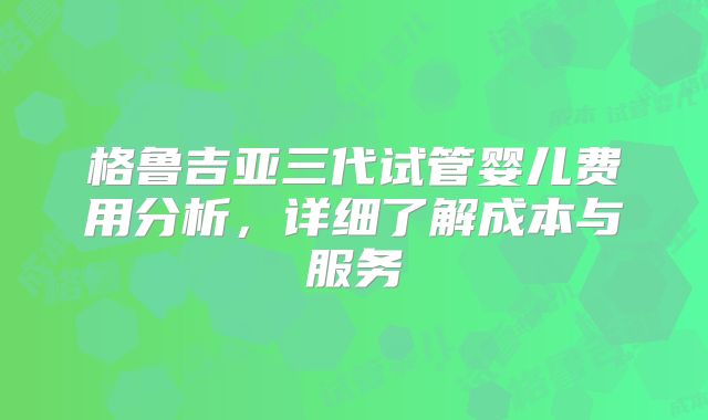 格鲁吉亚三代试管婴儿费用分析，详细了解成本与服务