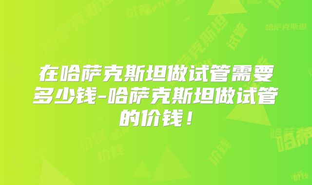 在哈萨克斯坦做试管需要多少钱-哈萨克斯坦做试管的价钱！