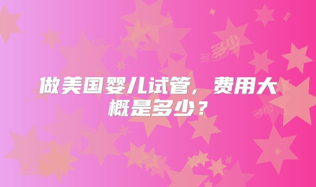 做美国婴儿试管, 费用大概是多少？