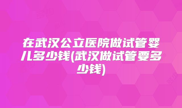 在武汉公立医院做试管婴儿多少钱(武汉做试管要多少钱)