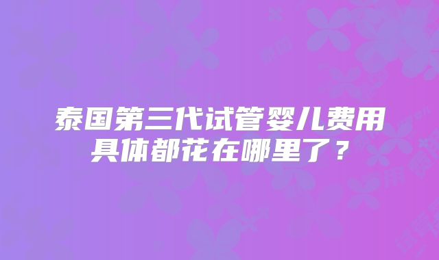 泰国第三代试管婴儿费用具体都花在哪里了？