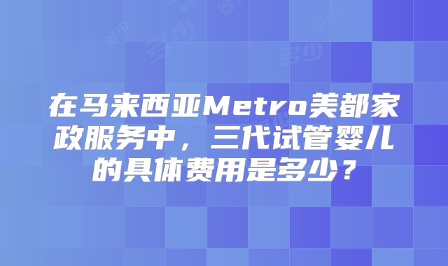 在马来西亚Metro美都家政服务中，三代试管婴儿的具体费用是多少？