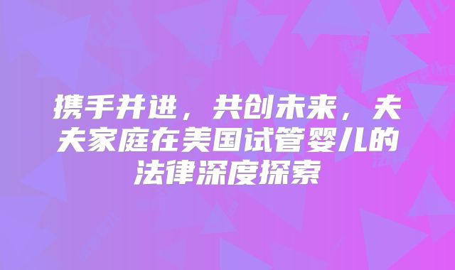 携手并进,共创未来,夫夫家庭在美国试管婴儿的法律深度探索