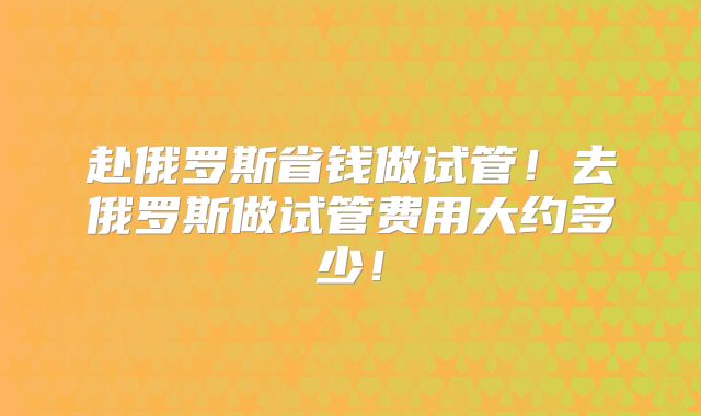 赴俄罗斯省钱做试管!去俄罗斯做试管费用大约多少!
