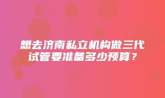 想去济南私立机构做三代试管要准备多少预算？