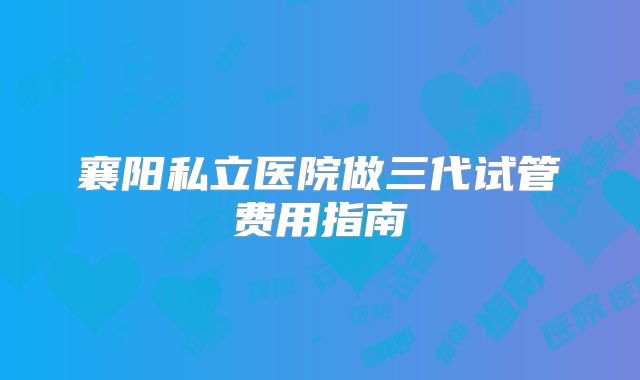 襄阳私立医院做三代试管费用指南