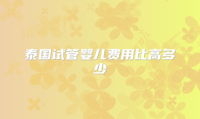 泰国试管婴儿费用比高多少