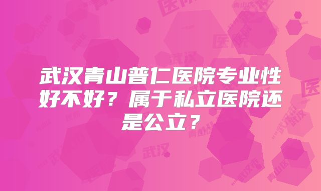 武汉青山普仁医院专业性好不好？属于私立医院还是公立？