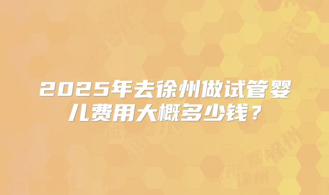 2025年去徐州做试管婴儿费用大概多少钱？