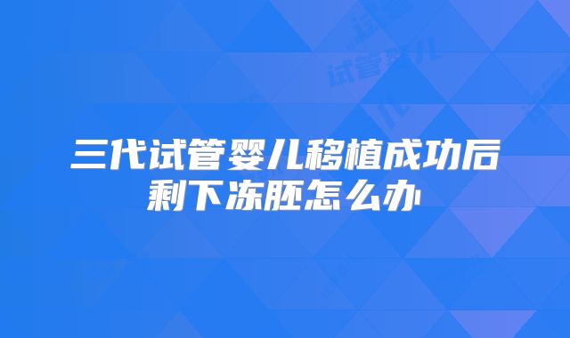 三代试管婴儿移植成功后剩下冻胚怎么办