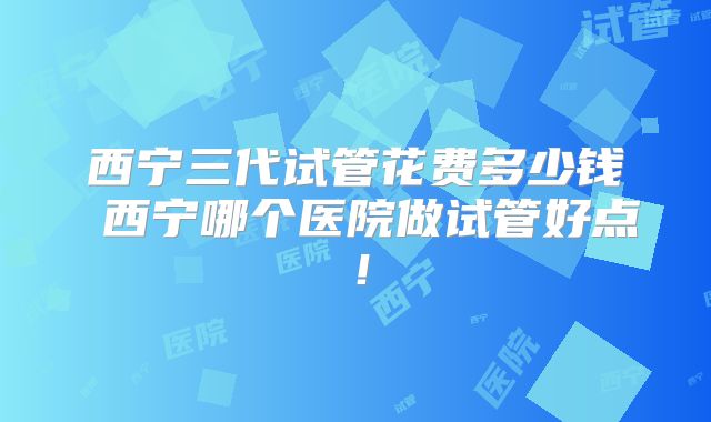 西宁三代试管花费多少钱 西宁哪个医院做试管好点!