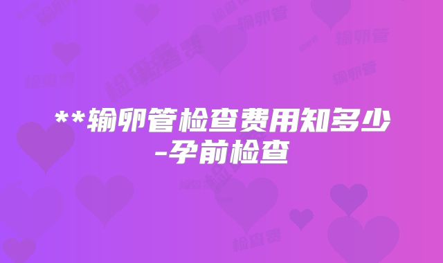 **输卵管检查费用知多少-孕前检查