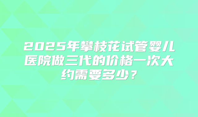 2025年攀枝花试管婴儿医院做三代的价格一次大约需要多少？