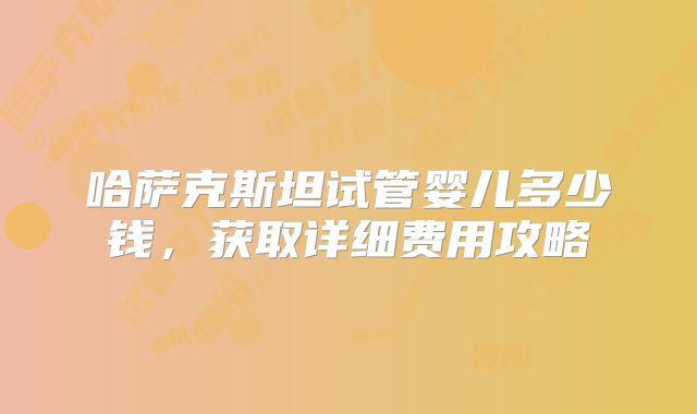 哈萨克斯坦试管婴儿多少钱，获取详细费用攻略