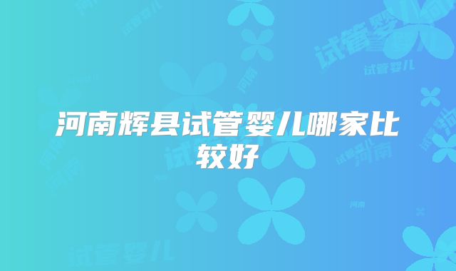 河南辉县试管婴儿哪家比较好