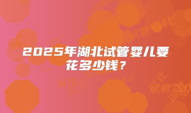 2025年湖北试管婴儿要花多少钱？