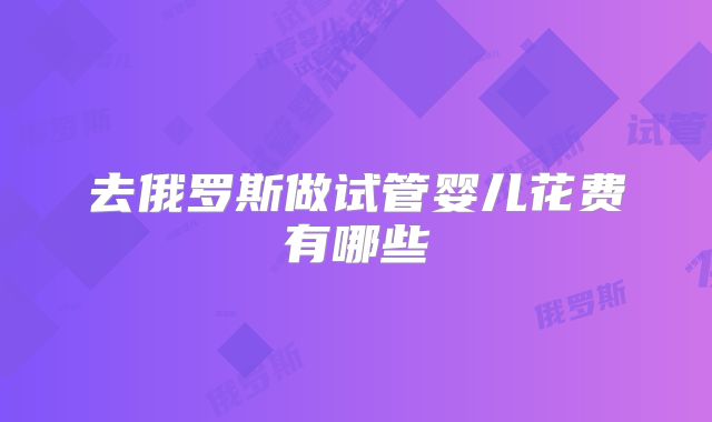 去俄罗斯做试管婴儿花费有哪些