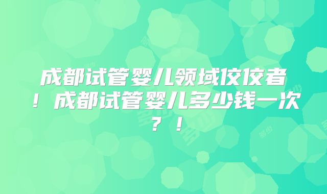 成都试管婴儿领域佼佼者!成都试管婴儿多少钱一次?!