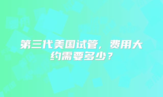 第三代美国试管, 费用大约需要多少？