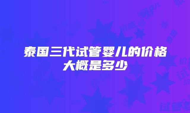 泰国三代试管婴儿的价格大概是多少