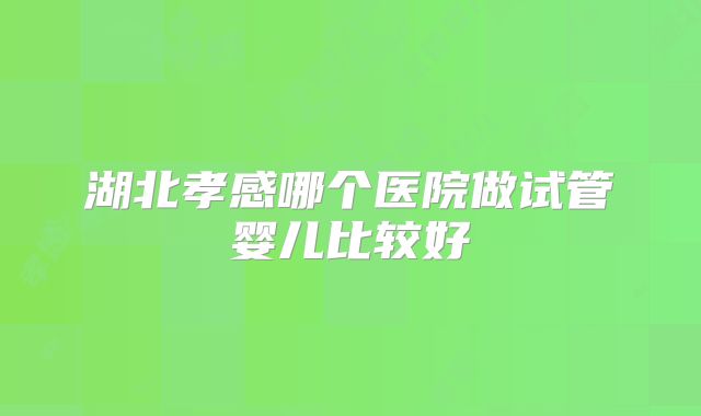 湖北孝感哪个医院做试管婴儿比较好