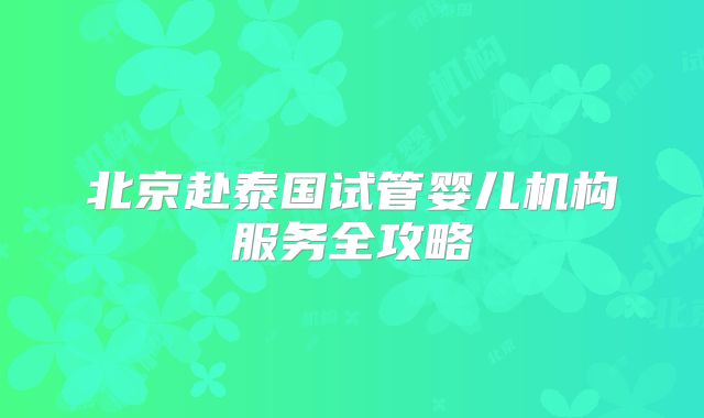 北京赴泰国试管婴儿机构服务全攻略