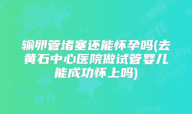 输卵管堵塞还能怀孕吗(去黄石中心医院做试管婴儿能成功怀上吗)